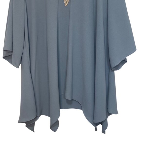 Hanna Nikole Tunic Top Womens Plus Size 22W Blue New Crochet Vneck - Picture 4 of 8